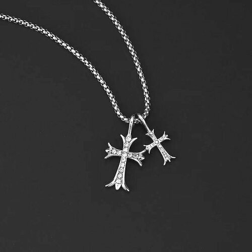 Колье, длина 70 см, серебряный