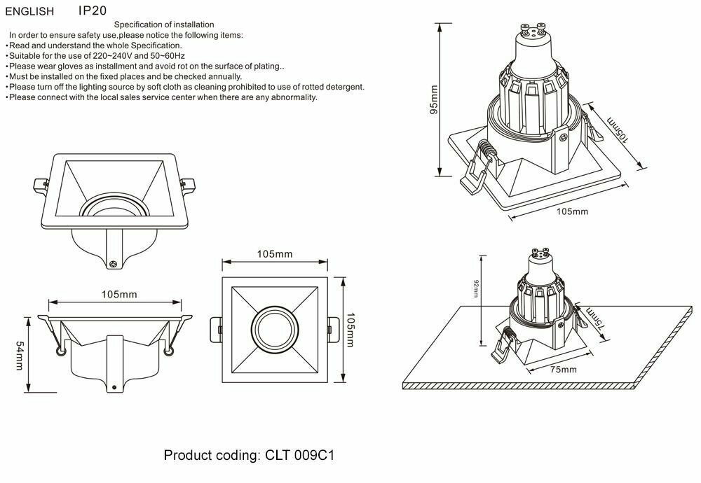 Встраиваемый светильник Crystal Lux CLT 009C1 BL - фотография № 5