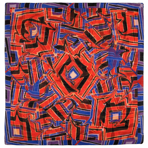 Платок Павловопосадская платочная мануфактура,115х115 см, красный, синий павловопосадский платок 10071 14