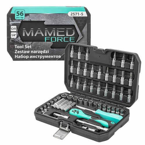 Набор инструментов PROFI 56пр. 1/4'(6гр)(4-14мм, Е4-Е10) MAMEDFORCE MF-2571-5