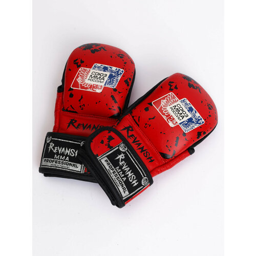 фото Перчатки hybrid revansh союз мма россии, красный, кожа - revansh - красный - m