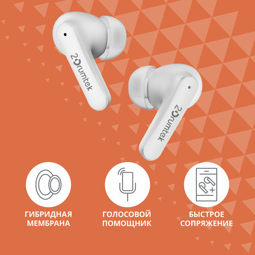 Гарнитура вкладыши A4Tech 2Drumtek B25 TWS белый беспроводные bluetooth B25 GRAYISH WHITE 226400₽