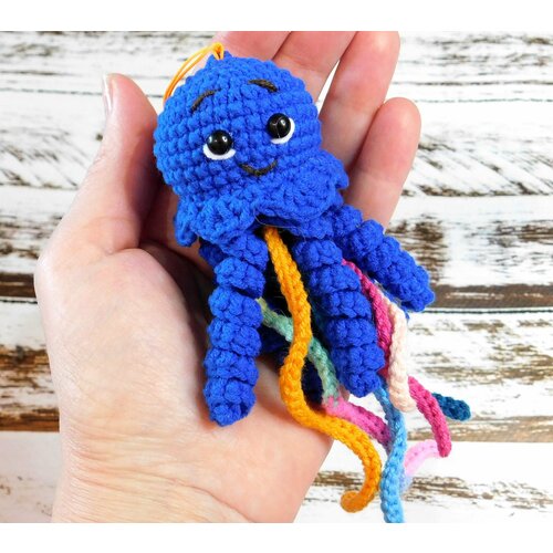 Брелок, вязаная фактура, синий