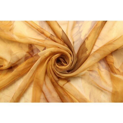Ткань Шёлк-жоржет в коричневато-горчичной гамме, ш134см, 0,5 м