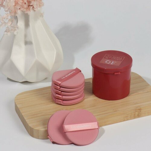 Спонжи для макияжа STRAWBERRY набор - 7 шт d 55 см с держателем в футляре цвет розовый 416₽