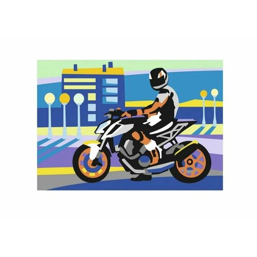 Картина по номерам Мотоциклист для малышей