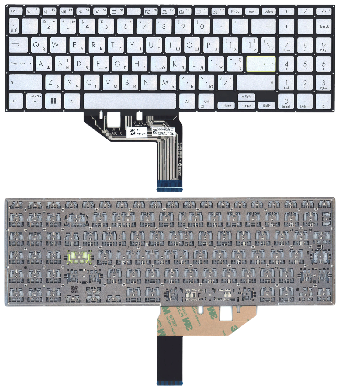 Клавиатура (keyboard) для ноутбука Asus VivoBook X513E, X513EA, X513EP, X513EQ, X513IA, серебристая