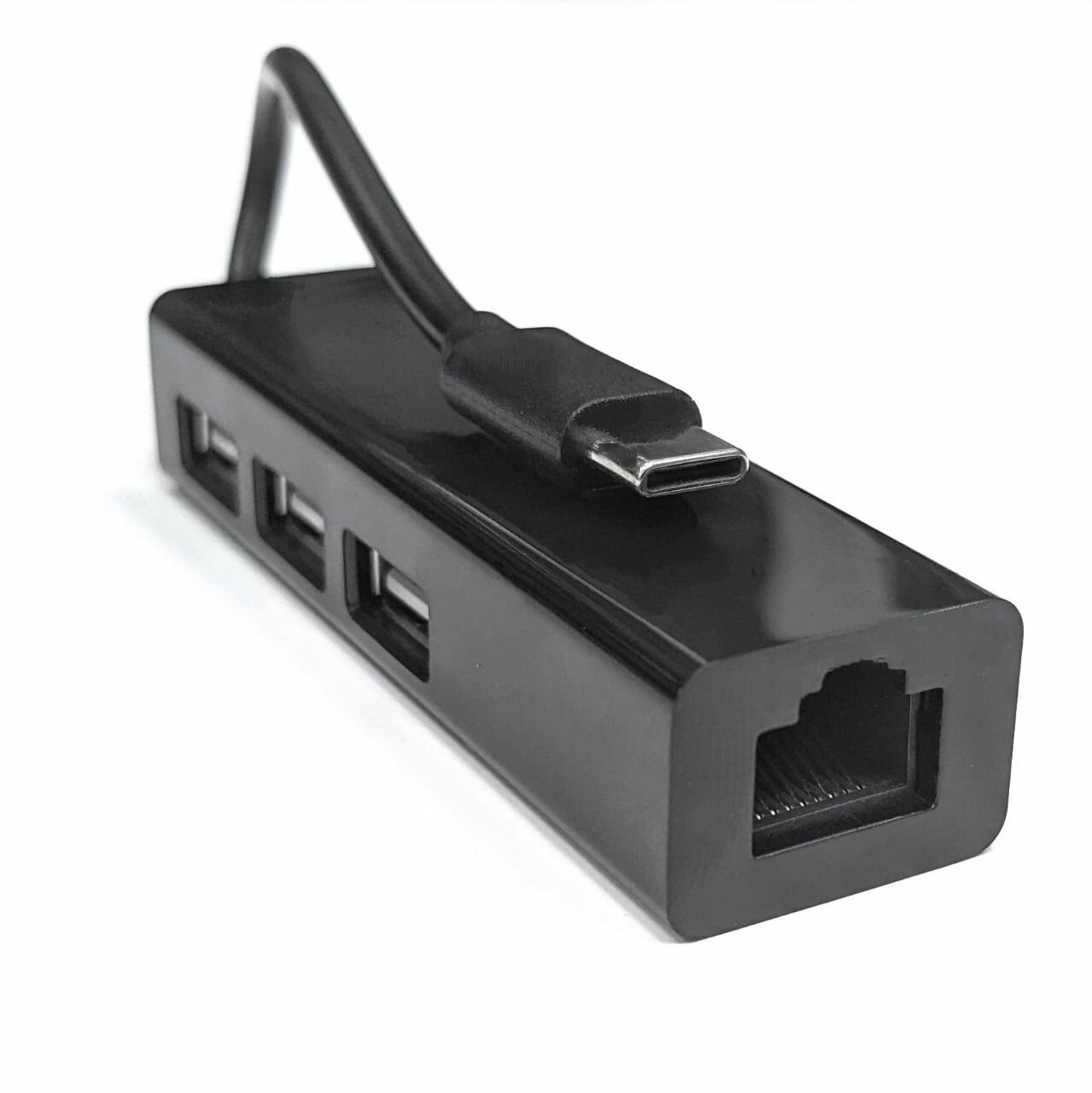 USB HUB Type C + Ethernet адаптер сетевой "4 в 1" USB Type C - 3 х USB 2.0 + RJ45 LAN черный