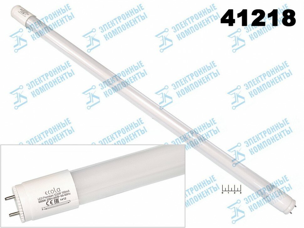 Лампа светодиодная T8 12.5W G13 6500K белый холодный (605мм) Ecola CT8D12ELB