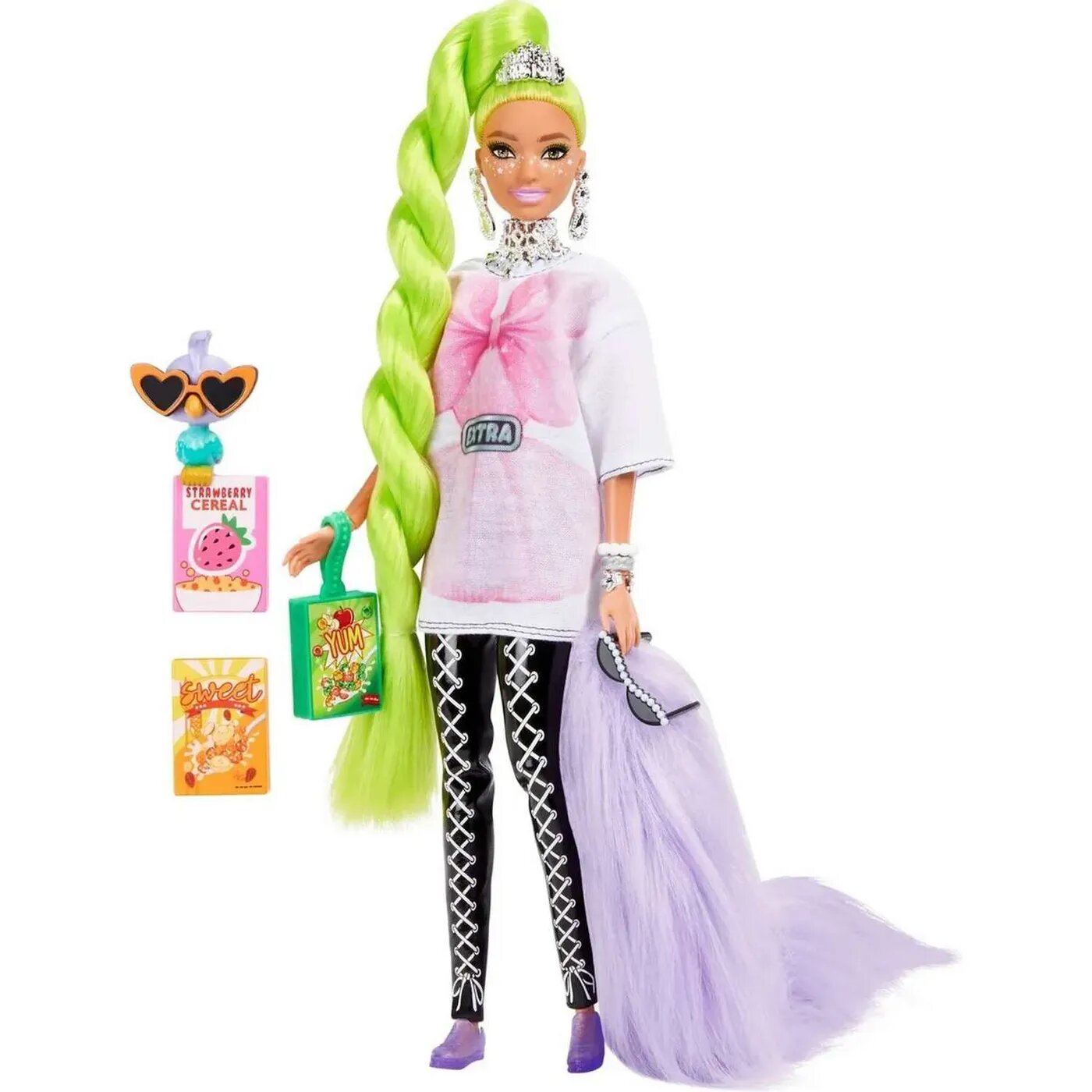 Кукла Barbie Экстра с зелеными неоновыми волосами MATTEL