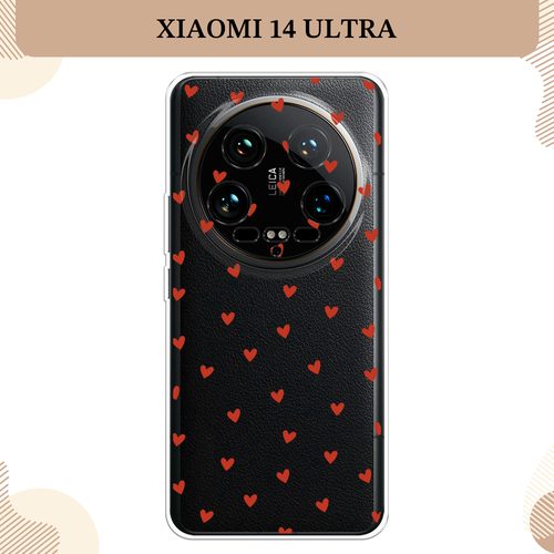Силиконовый чехол Red hearts на Xiaomi 14 Ultra / Сяоми 14 Ультра, прозрачный силиконовый чехол два измерения на xiaomi 14 ultra сяоми 14 ультра прозрачный