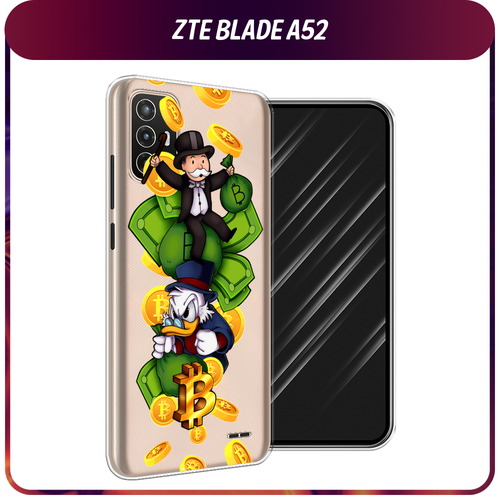 Силиконовый чехол на ZTE Blade A52 / ЗТЕ Блэйд А52 Scrooge McDuck and Monopoly, прозрачный