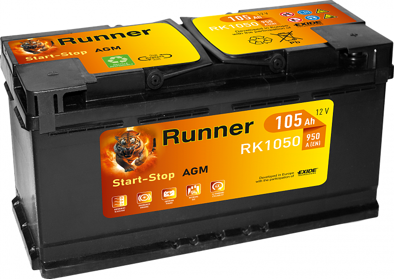 Runner AGM 105 Ah 950A RK950 ОП (393х175х190) L5 393x175x190