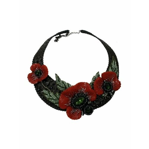 Колье Королевство Птички & Бабочки, Swarovski Zirconia, длина 50 см, красный, зеленый