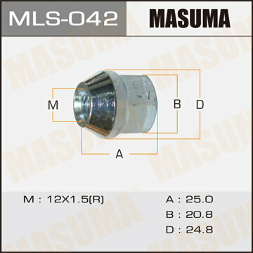 Гайка колесная MASUMA MLS 042 M12x1 5 R правое конус открытая