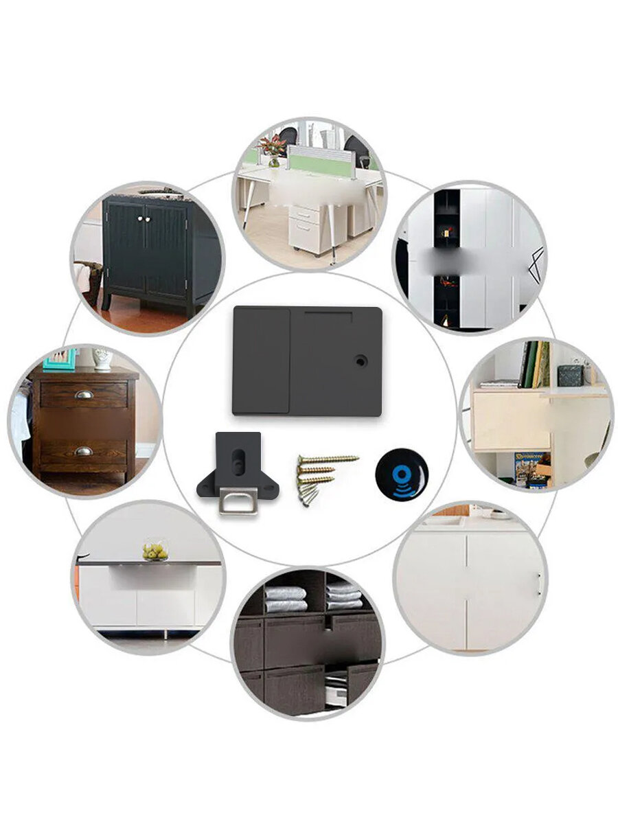 Изображение Электронный замок невидимка для шкафчиков черный