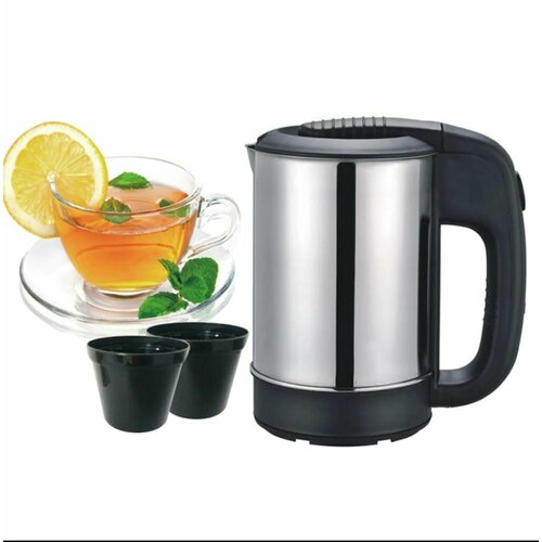 Электрический чайник металлический чёрный мини 05 литр 1189₽