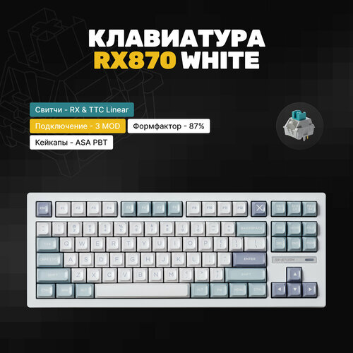 Механическая клавиатура RX-Storm RX870 White RX x TTC Switches 3MOD Gasket TKL PBT кейкапы RGB 879900₽