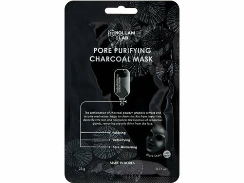 Угольная тканевая маска для очищения пор NOLLAM LAB Pore Purifying Charcoal Mask