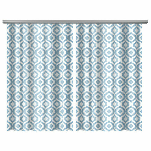 Штора портьерная на шт ленте nat голубые круги габардин 145х160см голубая арт80360 4893₽