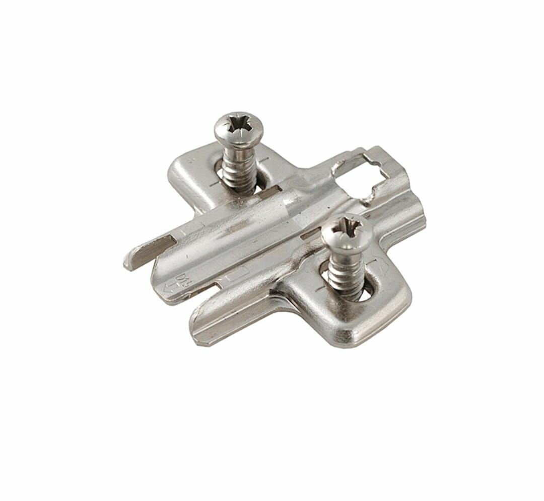 Изображение Петля мебельная накладная Hettich Intermat Германия 9943 / открывание 110 градусов (1029518) + монтажная планка + заглушка / Комплект 1шт