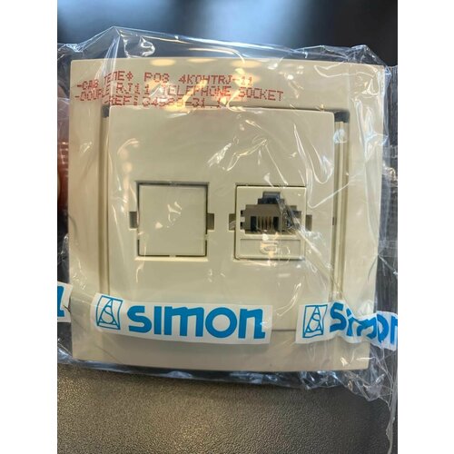 Телефонная двойная розетка Simon 34 RJ11 Слоновая кость Simon 34589-031