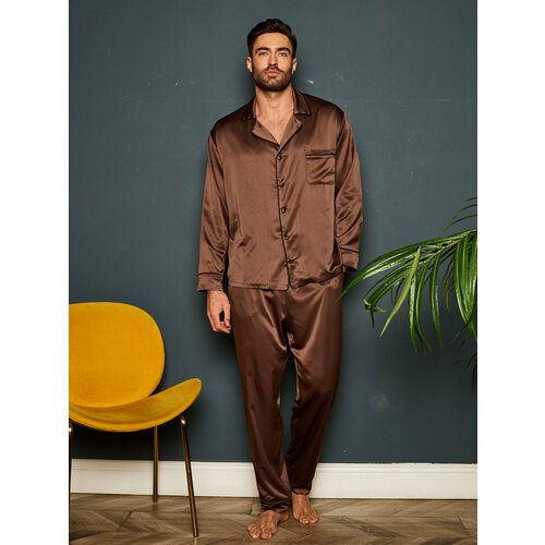 Пижама Малиновые сны, размер 56, коричневый пижама nuage moscow брюки рубашка карманы на резинке размер 4 синий