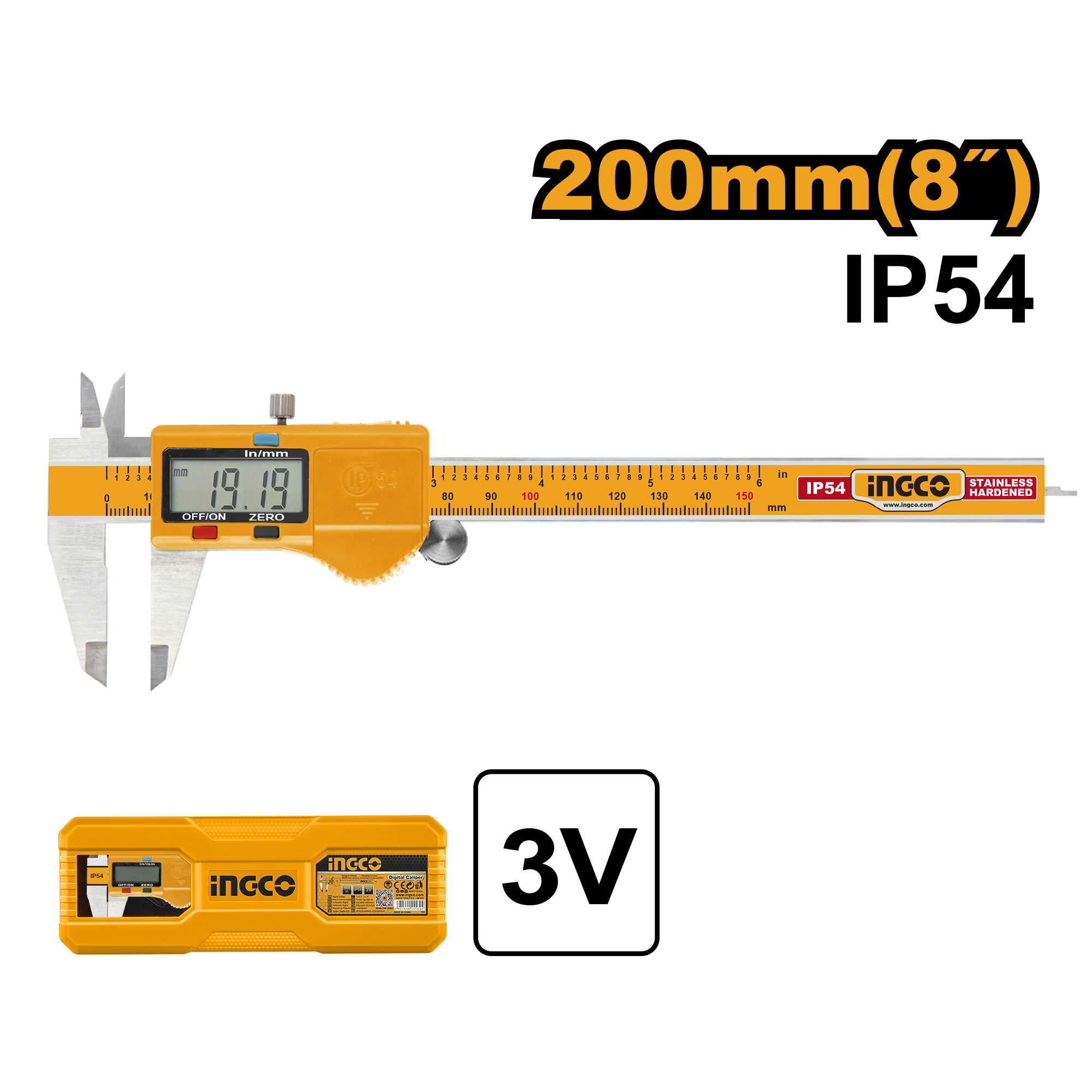 Штангенциркуль цифровой 0-200 мм INGCO HDCD28200 INDUSTRIAL