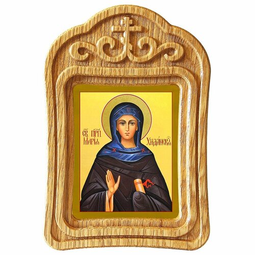 Преподобная Мария Хиданская, икона в резной деревянной рамке