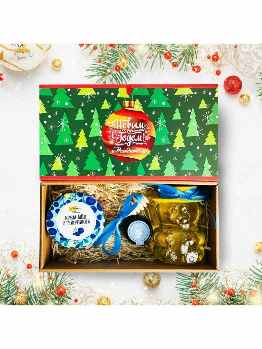 Подарочный набор в коробке Вкус Нового года и Рождества №3, Мед и конфитюр России