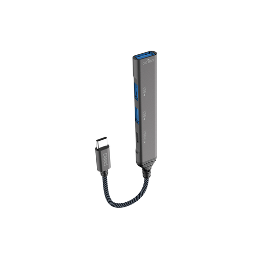 Мульти Хаб PERO MH03, USB-С TO USB-C+USB 3.0+USB 2.0+USB 2.0, серый