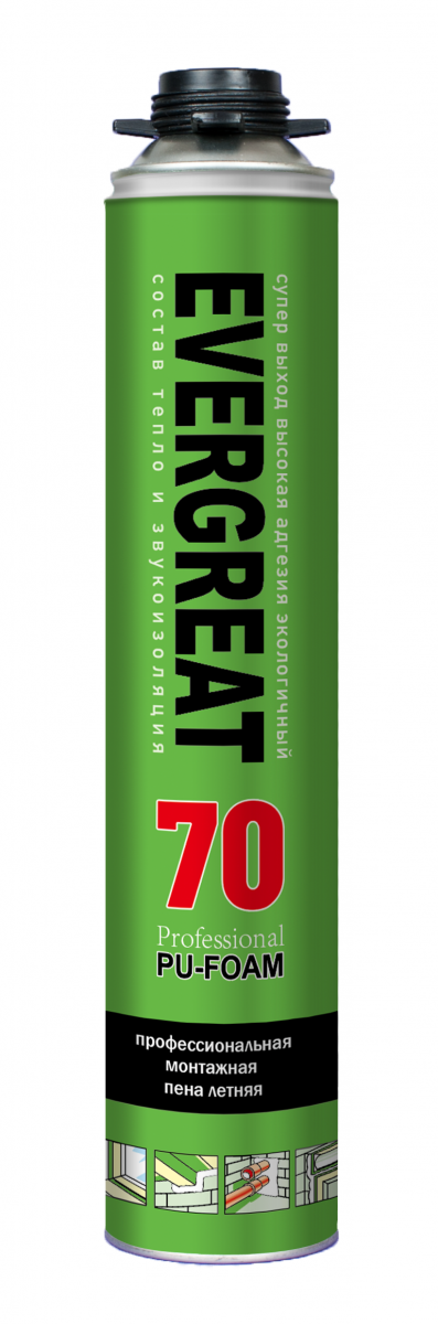 EVERGREAT Professional 70 пена полиуретановая монтажная профессиональная всесезонная 750 мл 1шт