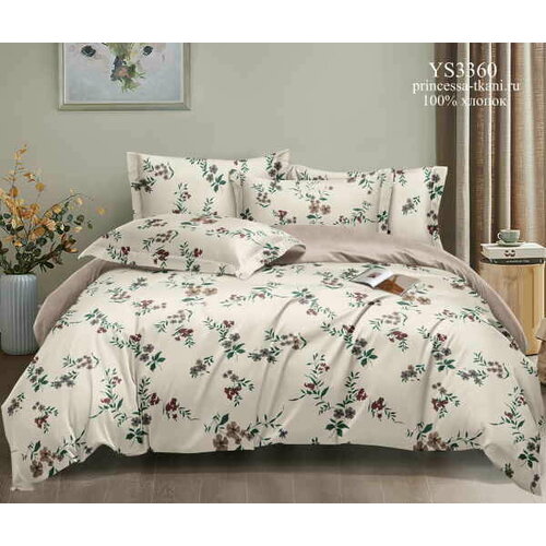 Постельное белье Поплин рис YS3360 размер Евро простыня на резинке артикул 1076