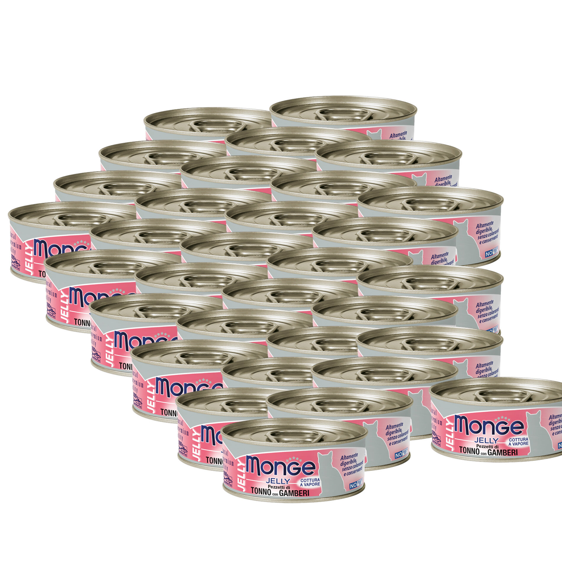 Влажный корм Monge jelly Adult cat для взрослых кошек с желтоперым тунцом и креветками, консервы 80 г х 32 шт.