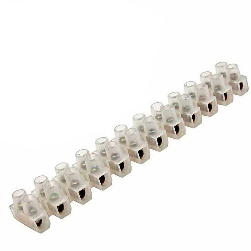 фото Клеммная колодка винтовая типа U, 12 контактов, 10 А, 400 В, корпус нейлоновый белый