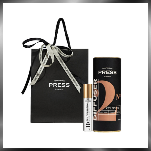 Набор парфюмерии PRESS GURWITZ PERFUMERIE Парфюмерная вода 10 с нотами пряного персика кедра и смолы Аромадиффузор с палочками 5194₽