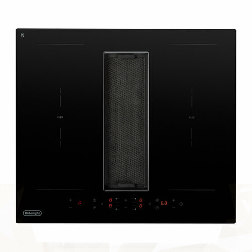 Индукционная варочная панель DeLonghi ELETTRA 4B2F TC ARIA с вытяжкой 60 см черная функция Booster Bridge function функция Melting сенсорное управление 134990₽