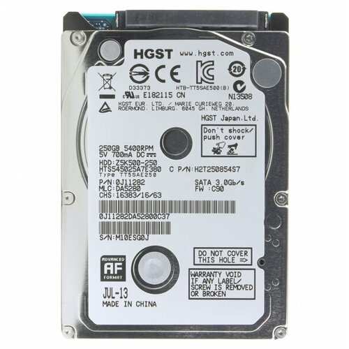 Жесткий диск HGST 0J11282 250Gb 5400 SATA 25 HDD 4280₽