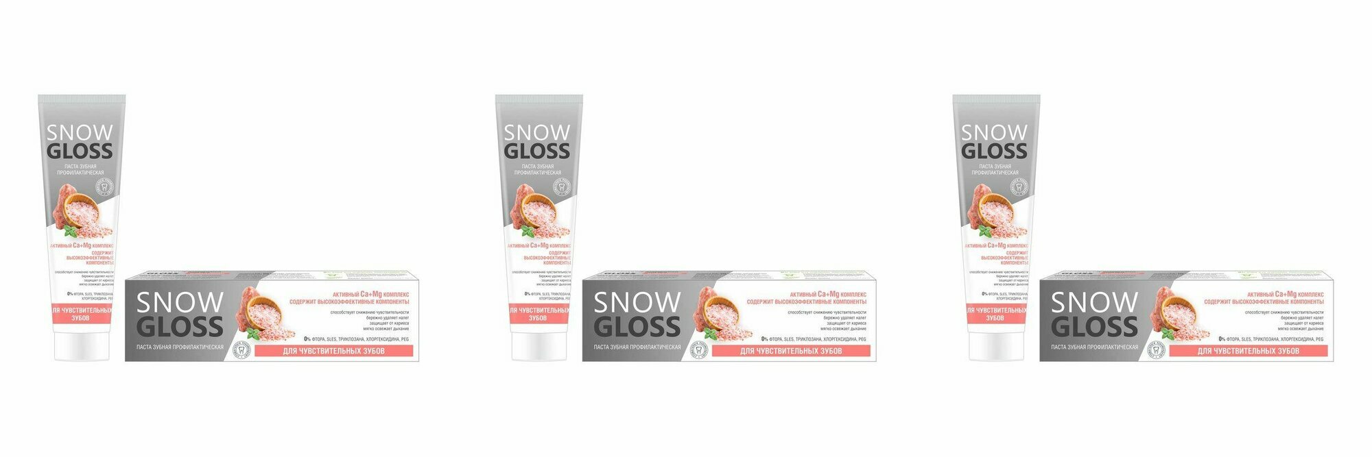 SnowGloss Зубная паста для чувствительных зубов 100мл, 3 уп.