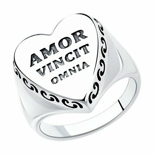 Кольцо SOKOLOV, серебро, 925 проба, размер 17.5, серебряный кольца эстет обручальное кольцо из платины с бриллиантами amor omnia vincit ширина 3 1 мм