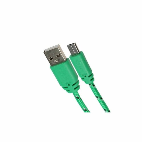 Кабель для зарядки microUSB - USB Luazon, цвет зеленый, нейлон, 1А, 0.9м, 1 шт luazon home комплект для зарядки 3 в 1 luazon uc 30 азу 2 1 1а type c 1a 1 м сзу 1a серебристый
