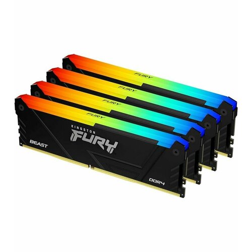 Оперативная память Kingston FURY Beast Black RGB DDR4 DIMM 64Gb 4х16Gb 3200MHz KF432C16BB12AK464 2530900₽