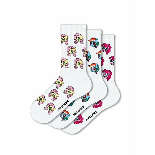 Носки MySocks, 3 пары, размер 36-43, белый пакет подарочный party my little pony 40х49х19см