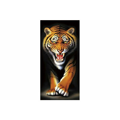 Мозаичная картина стразами алмазная живопись Тигр в темноте, 30*60см, 1шт