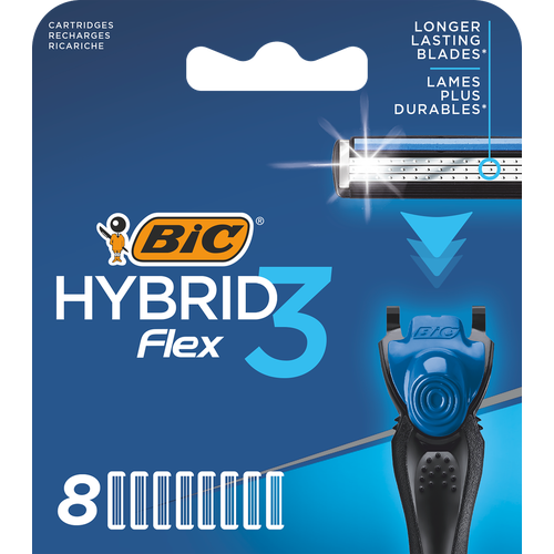 Кассеты для бритья BIC Flex 3 Hybrid, 8шт сменные кассеты для бритья bic flex hybrid 3 8 шт