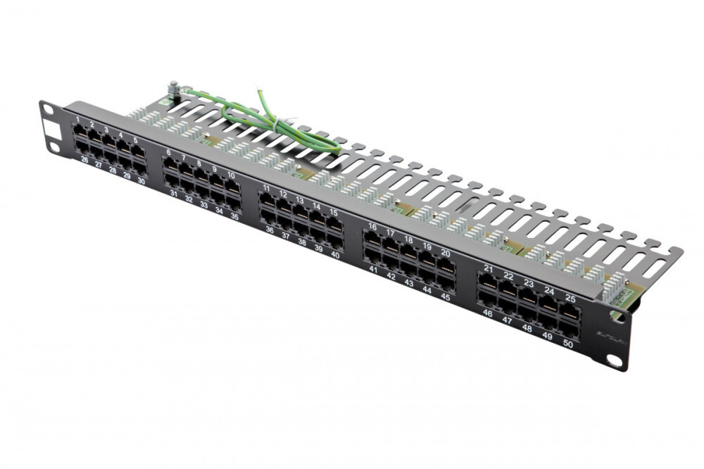 Патч-панель EuroLAN 27B-U3-50BL <19", 50хRJ45, 568A/B, 3 UTP, cat 3, 1U>