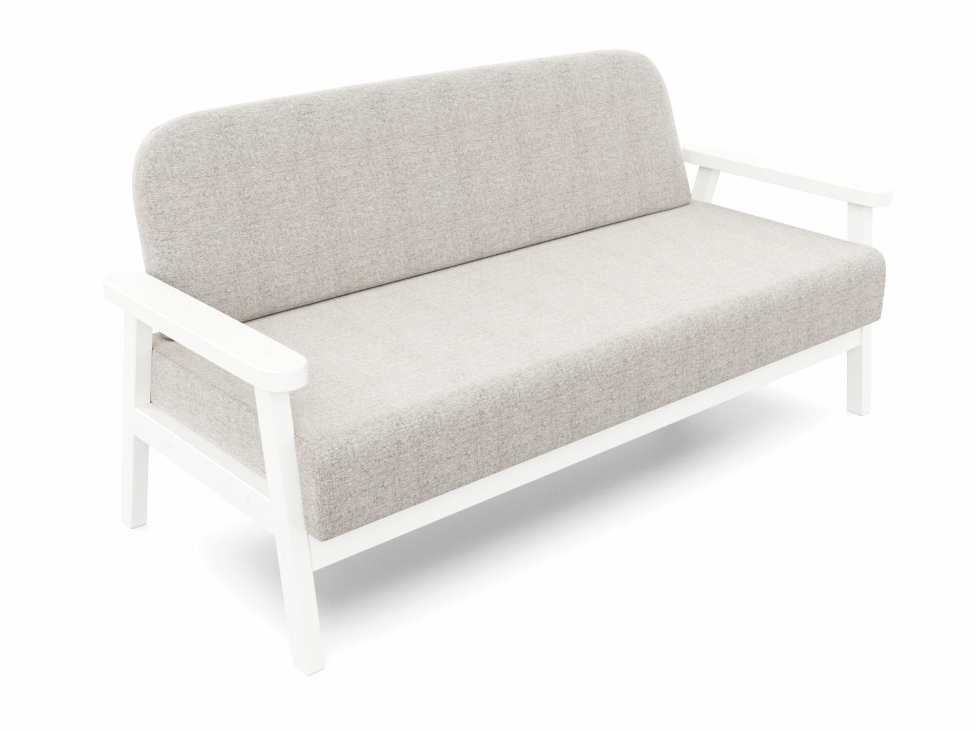 Маленький диван флори-м серый-белый, рогожка, деревянный, садовый, для кафе и бара, для офиса, скандинавский лофт