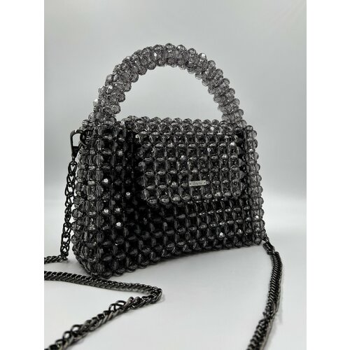Сумка кросс-боди  Black crystal, фактура плетеная, серый, черный