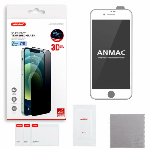 Защитное стекло iPhone 7/8 белое ANMAC 3D Privacy с сеточкой защитное стекло 3d iphone 7 8 13052 borasco