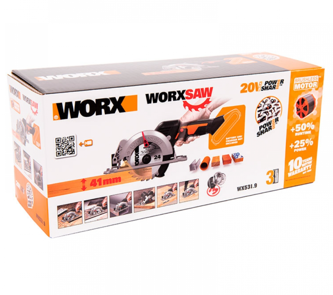Циркулярная мини-пила аккумуляторная бесщеточная WORX , 20В, 120мм, 2Ач х1, ЗУ 2А Kress - фото №18